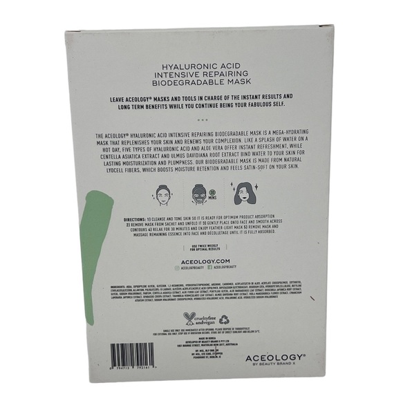 Aceology Hyaluronic Acid Intensive Repairing Biodegradable Masks 4 Count - Picture 5 of 7